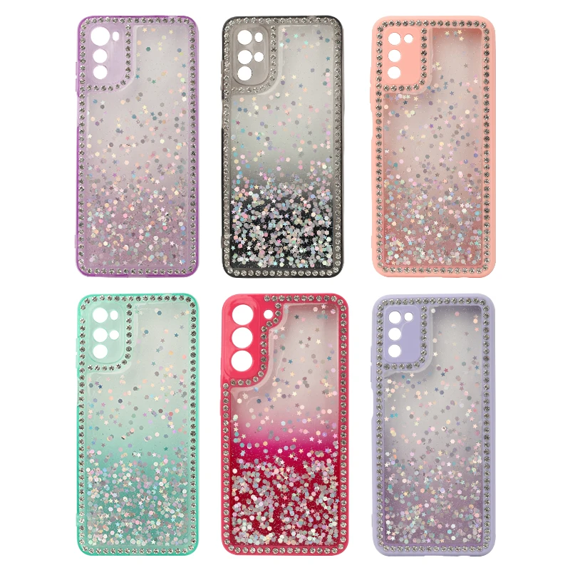 Newest TPU Acrylic Epoxy Back Cover Diamond Glitter Cell Phone Case for Samsung Galaxy A03S A04 A14 A04S Funda