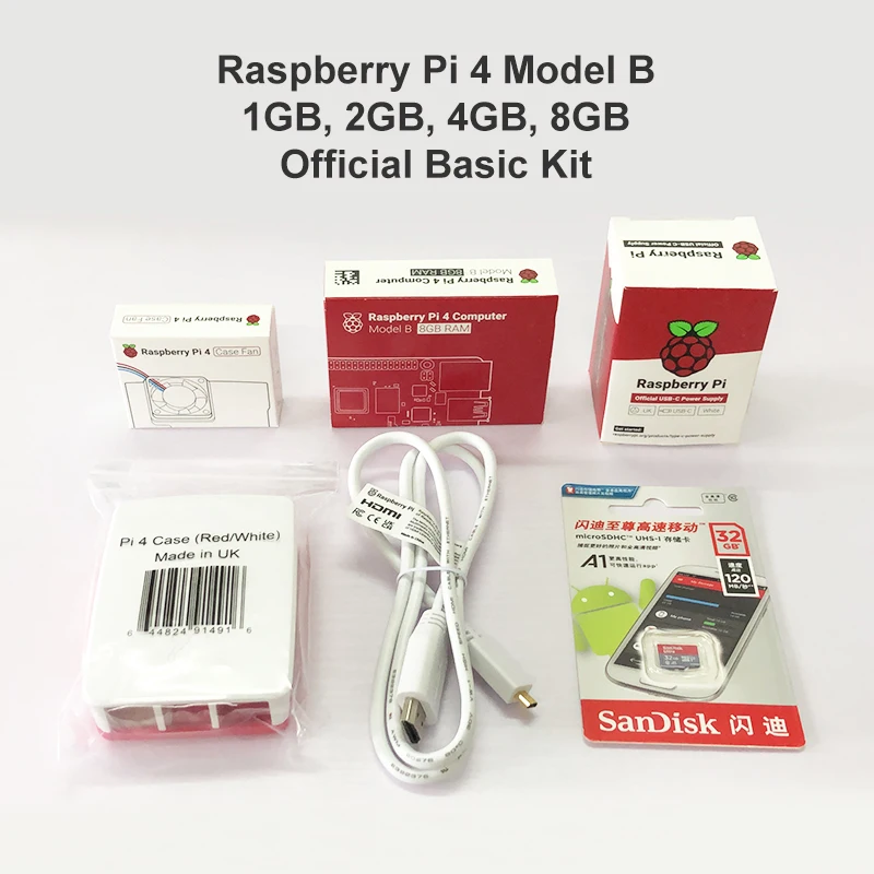 Kit Básico Oficial Raspberry Pi 4 Model B,Incluindo Placa Pi 4b
