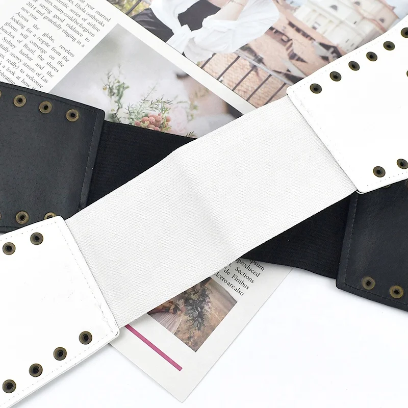 Meetee CB983 Dress Belt - Vintage Leather & Elastic Shapewear display picture 1
