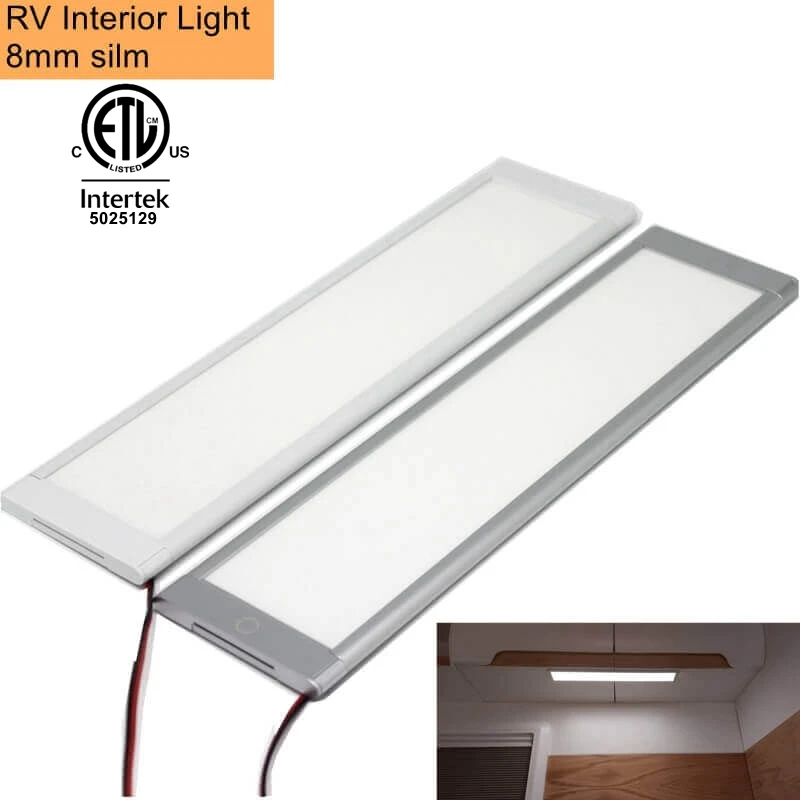2x 12V LED RV Ceiling Dome Light Kit - Interior Lighting For Camper, Trailer, Boat - Clear Lens, 4000-4500K White