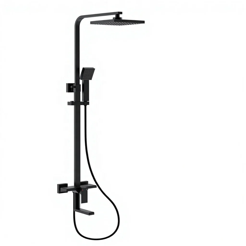 Matte Black Thermostatic Shower Set Brass Bathroom Rain Shower System with Slide Bar Zinc Alloy Handle Wall Mounted Mixer Tap