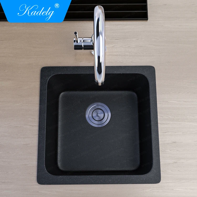 Under Mount Single Bowl Top Black Granite Quartz Stone Kitchen/Laundry Sink