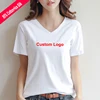 White color V-neck 190g 95%cotton+5%Spandex