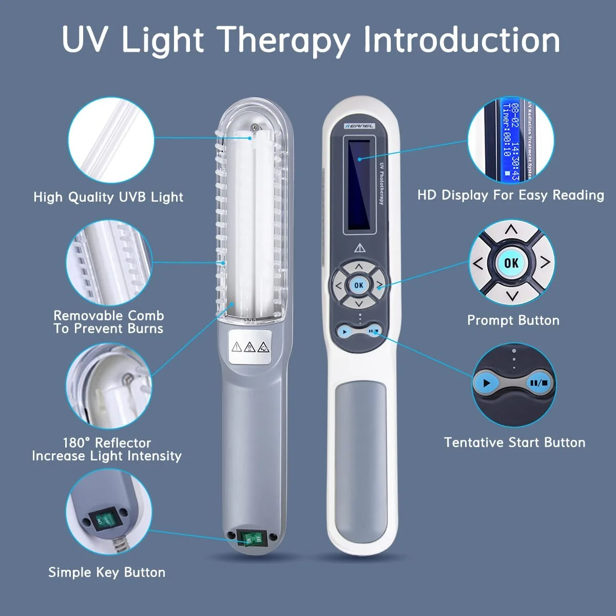 Kernel deals KN-4003BL UV Phototherapy Dermatologic Lamp Handheld Wand