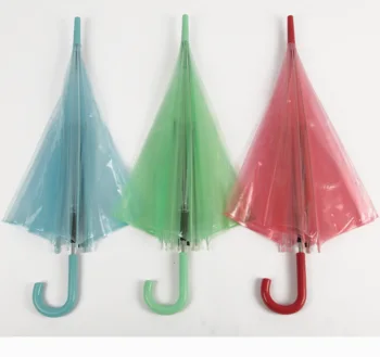 Promotion Clear Colorful J-Handle POE Umbrella Manual Control Straight Pattern