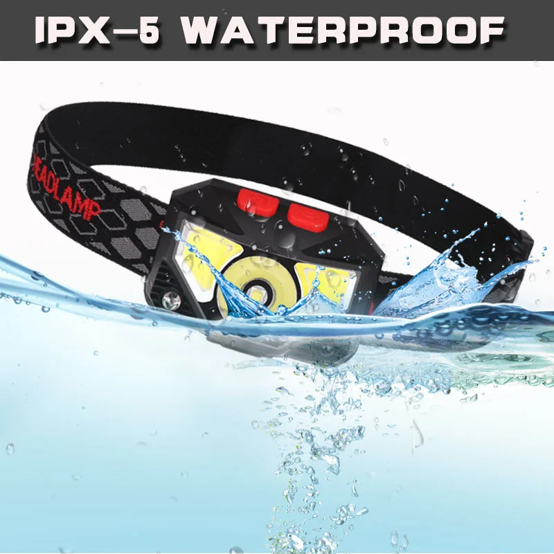 USB Rechargeable LED Headlamp Most Powerful Waterproof ABS Body Head Torch Flashlight for Camping Hiking Sensor Head Light