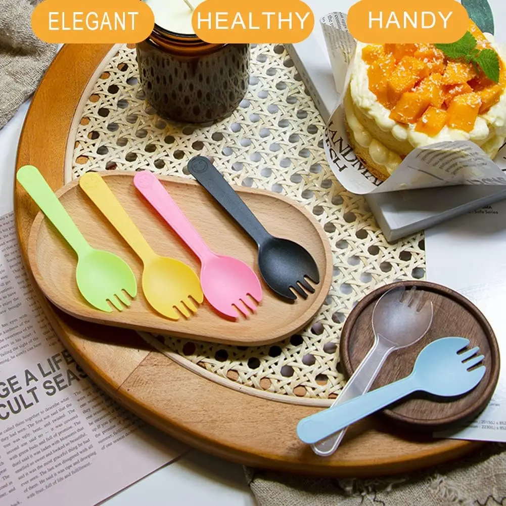 Disposable Sporks Individually Wrappe Ecofriendly Durable Plastic