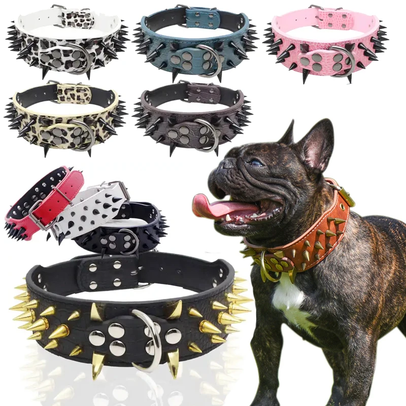 Customized Luxury Leather Studded Spiked Dog Collar Pet Designer