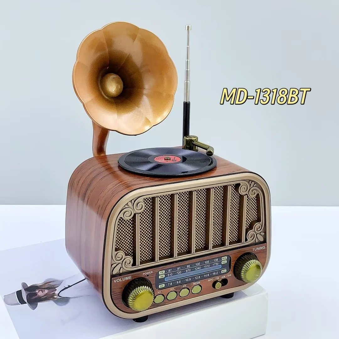The New MD-1318BT/MD-1319BT Wireless Retro Blue Tooth Speaker, Portable  Antenna, FM Radio and Three-band Player for Outdoor Use