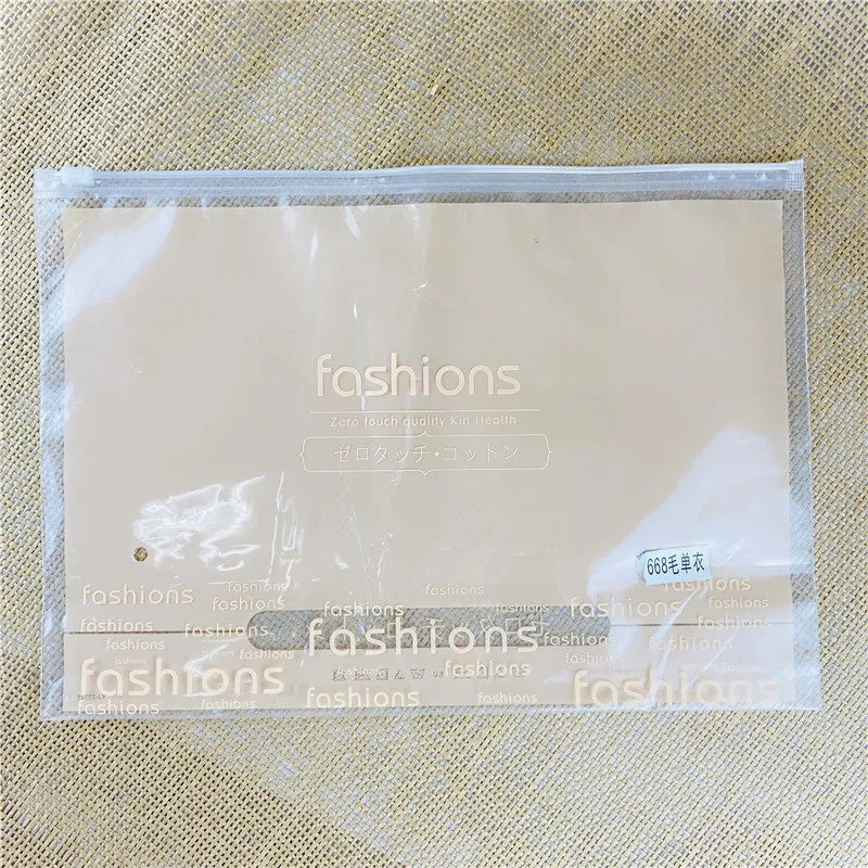 wholesale new style pe transparent fashion custom size color garment slider bag with logo
