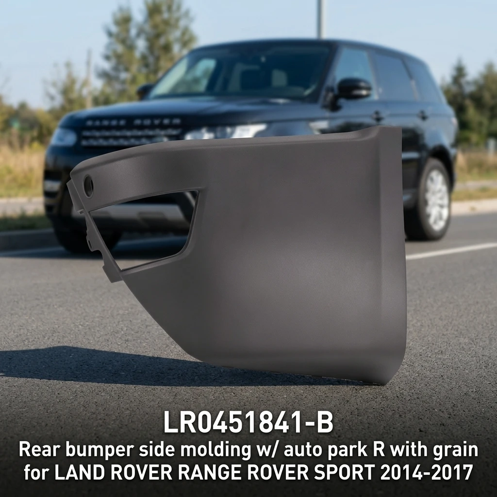 Rigenstar LR0451841-B OEM Replaced Part Rear Bumper Side Molding W/ Auto Park R Grain for LAND ROVER RANGE ROVER SPORT 2014-2017