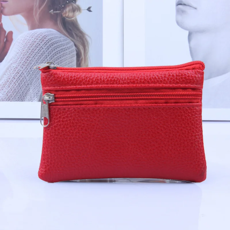 Factory Direct Sale Multi Color Coin Purse with Zipper Mini Small Thin Money Bag Wallet Pu Leather Change Pouch for Men Women