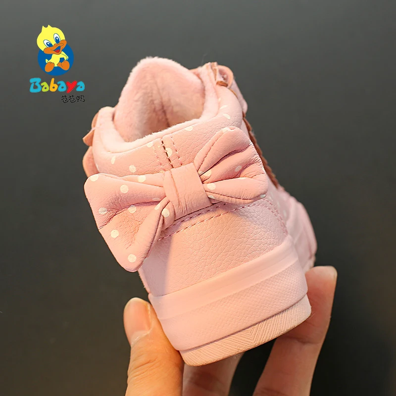 
 Лидер продаж 7228, зимние детские кроссовки HUANQIU babaya Huanqiu из микрофибры, детская повседневная обувь в горошек  