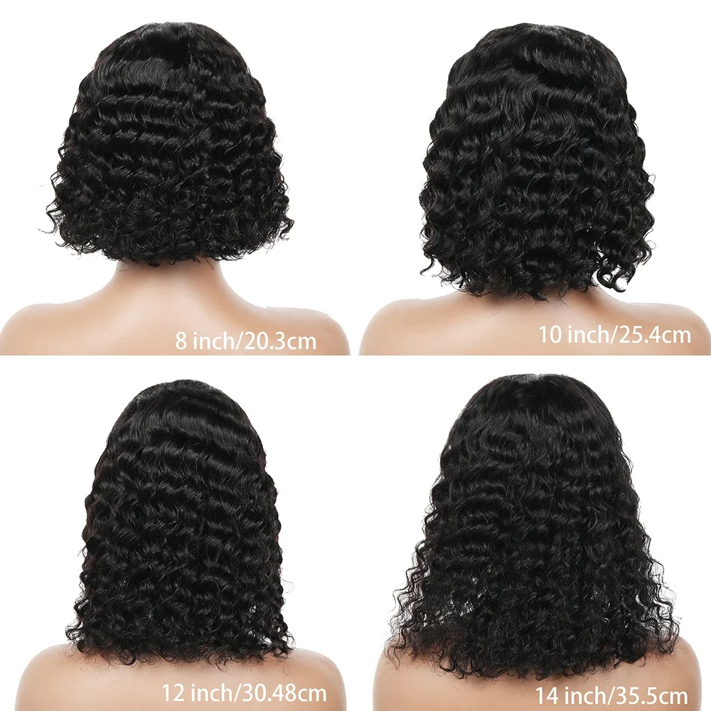 Natierlech Schwaarz Deep Wave Lace Front Echthaar Perück Bob_voghion.com