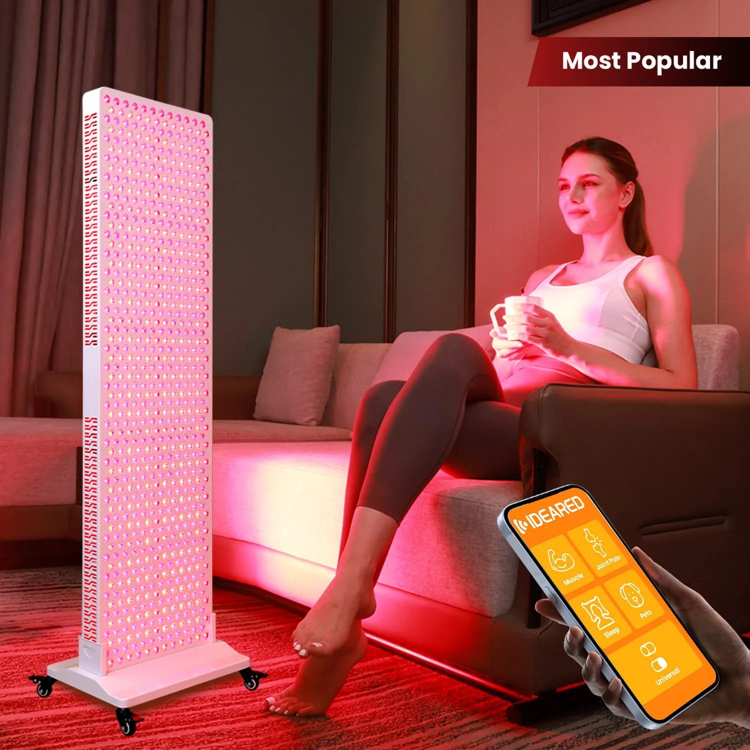 APP Controlled Full-Body Infrared Light Therapy Lamp for Home Use Red Light Panel Pain Relief Body Care Standing Type Glasses