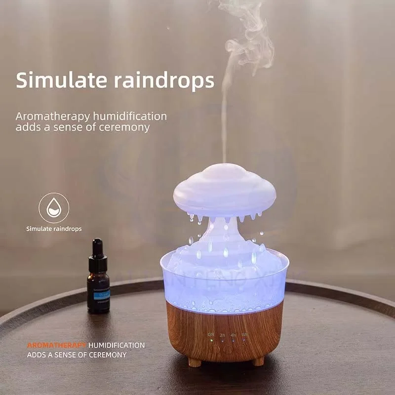 クリエイティブ7色ライト雨粒アロママシン デスクトップ オフィス アロマ クラウド加湿器 5