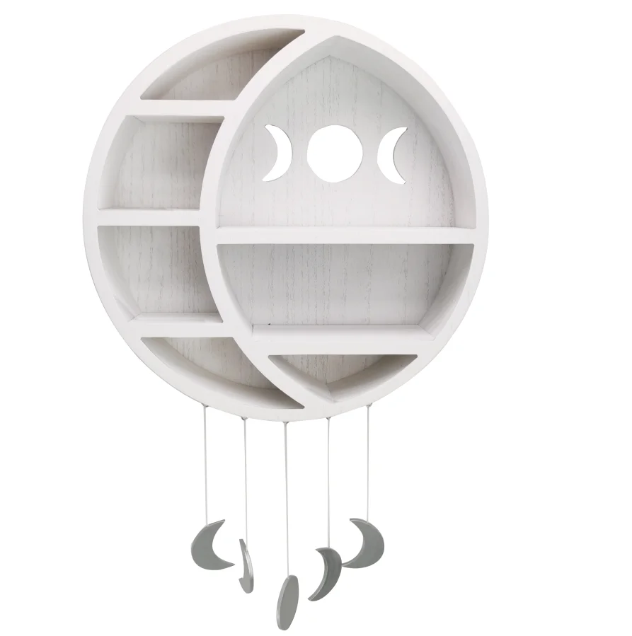 Essential Oil Small Plant Gothic Witchy Crescent White Moon Shelf for Crystals Stone