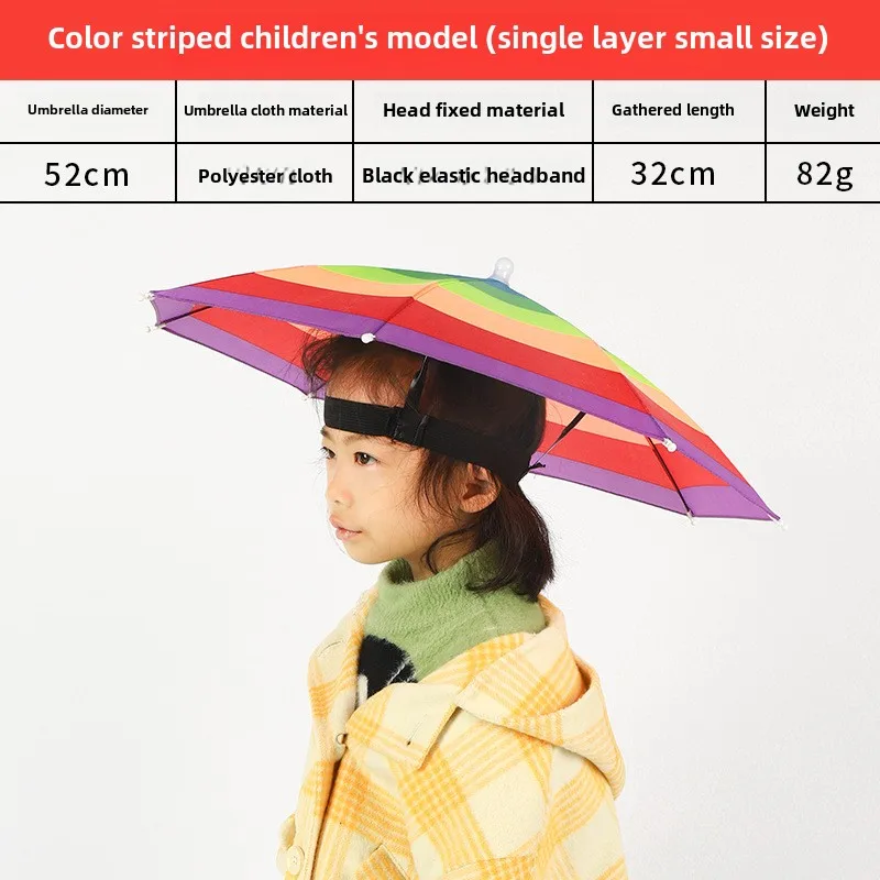 Factory Wholesale Cheap Head Umbrella Small Size Children's Hat Umbrella Outdoor Camping Fishing UV protection Special Printing