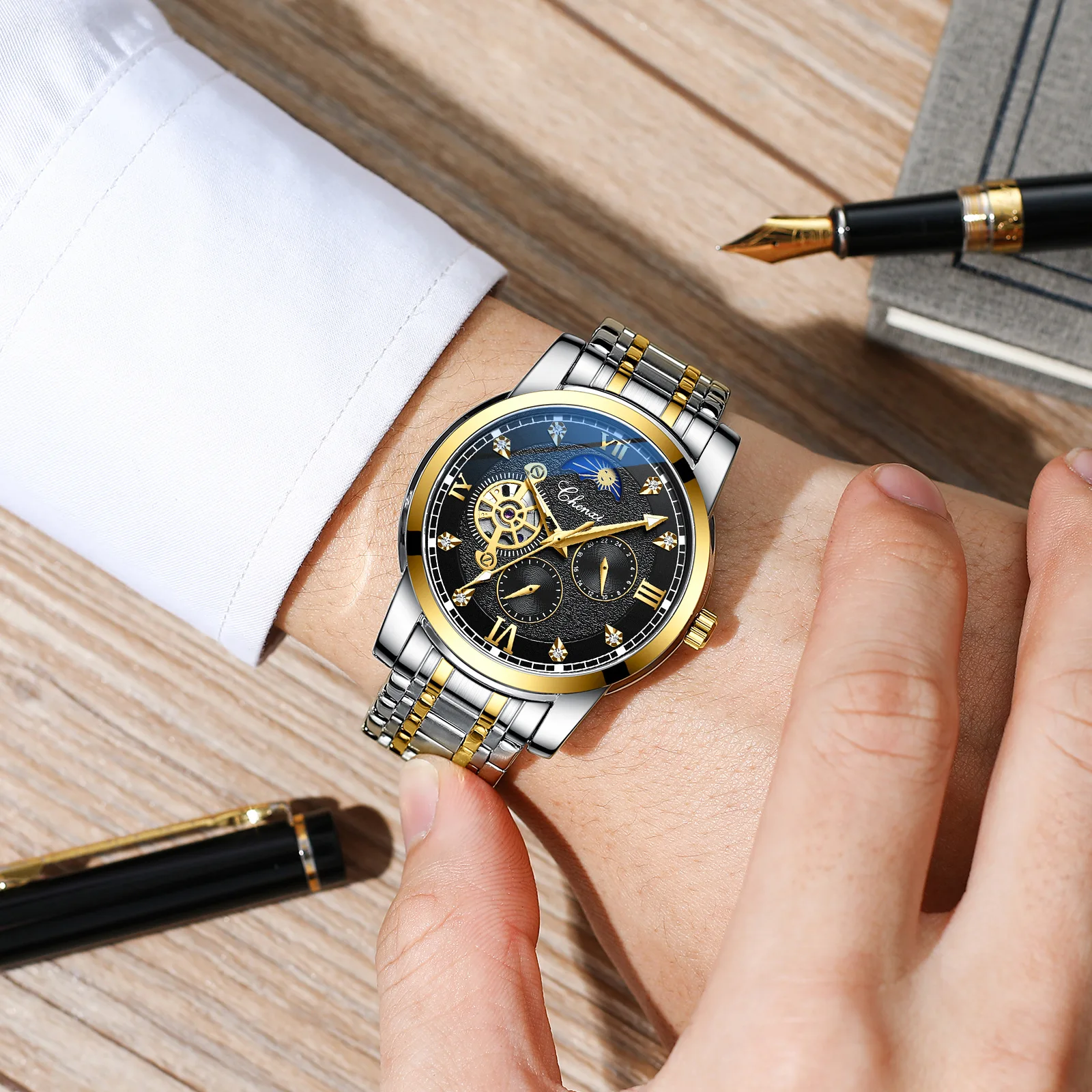 CHENXI 8859  New Arrival Made in China Male Mechanical Watch Stylish Stainless Steel Band Water Resistant Autodate Concise Watch