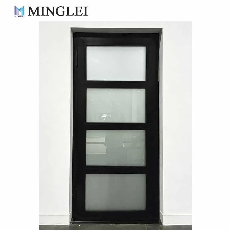 product high quality black aluminum french exterior doors custom triple frosted glass premium thermal performance aluminum door-2