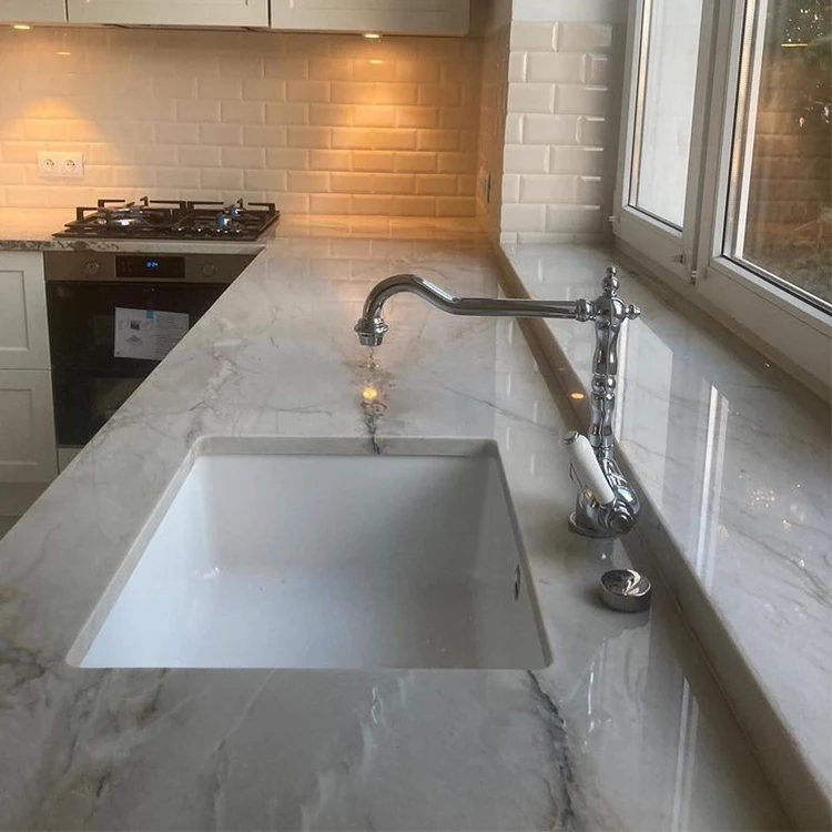 product custom white granite kitchen brazil mont blanc quartzite kitchen countertop-4