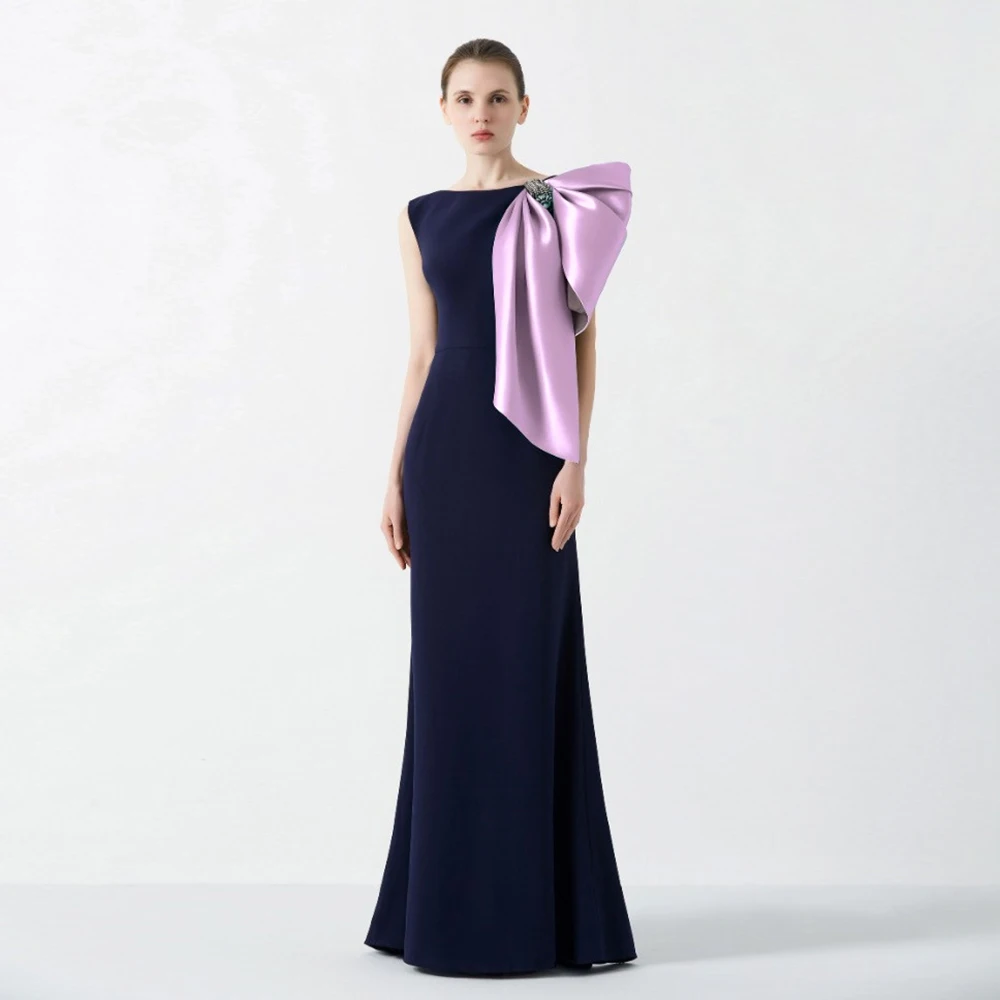 Sharon Said SF121 Navy Blue Red Satin Mermaid Evening Dresses with Lilac  Bow Arabic Women Wedding Party Formal Gowns| Alibaba.com