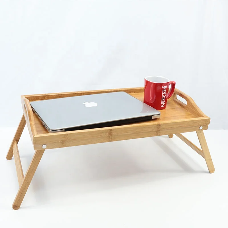 Bamboo foldable laptop desk breakfast table trays for bed