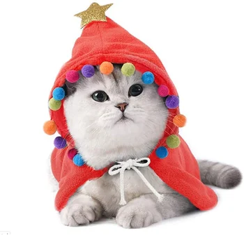 Factory Creativity Funny Pet Xmas Cloak Santa Hat Party Cosplay Dress Cat Christmas Costume
