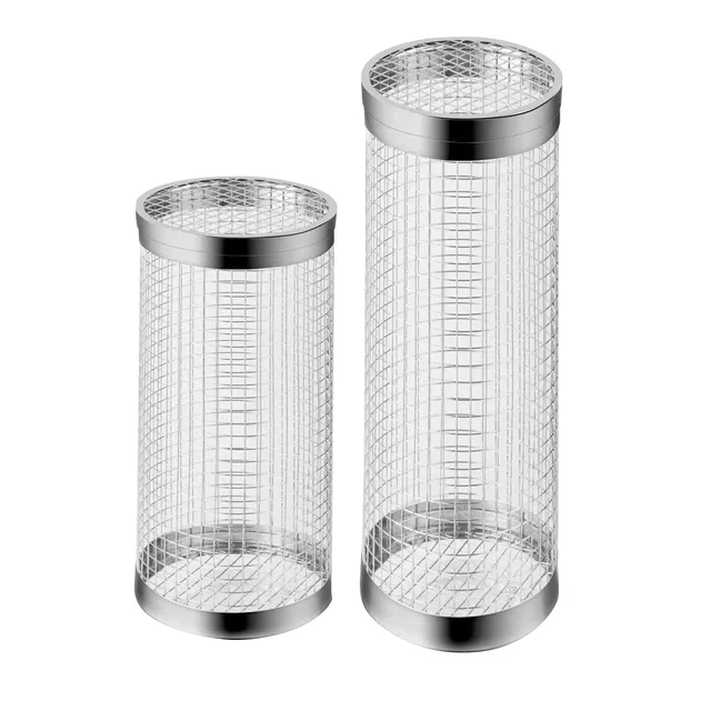 Source Factory 304 Stainless Steel BBQ Cage Outdoor BBQ Cylindrical Smoker Net Tube  BBQ Tool