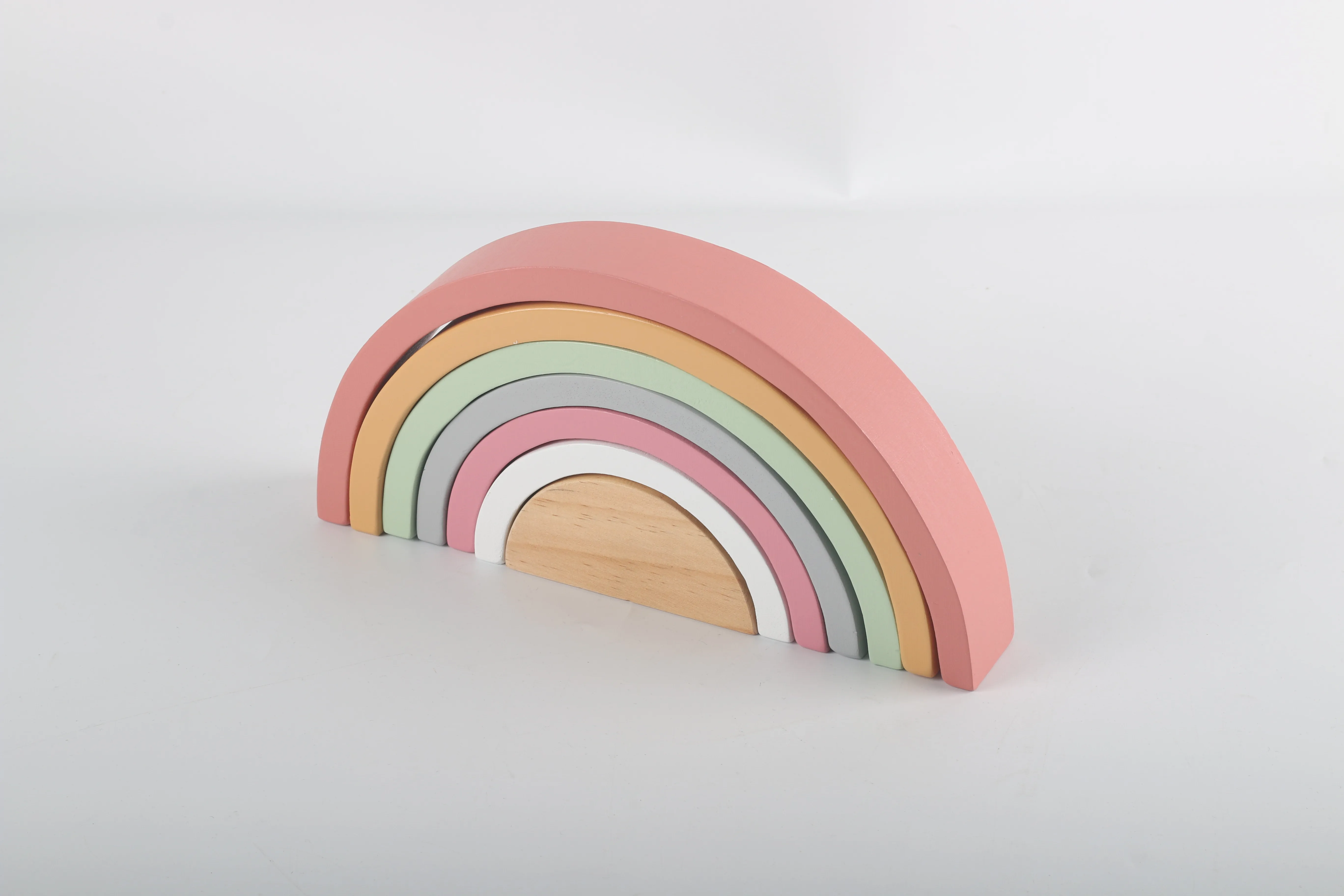 Montessori Toys Educational Rainbow Building Blocks Wooden Rainbow ...