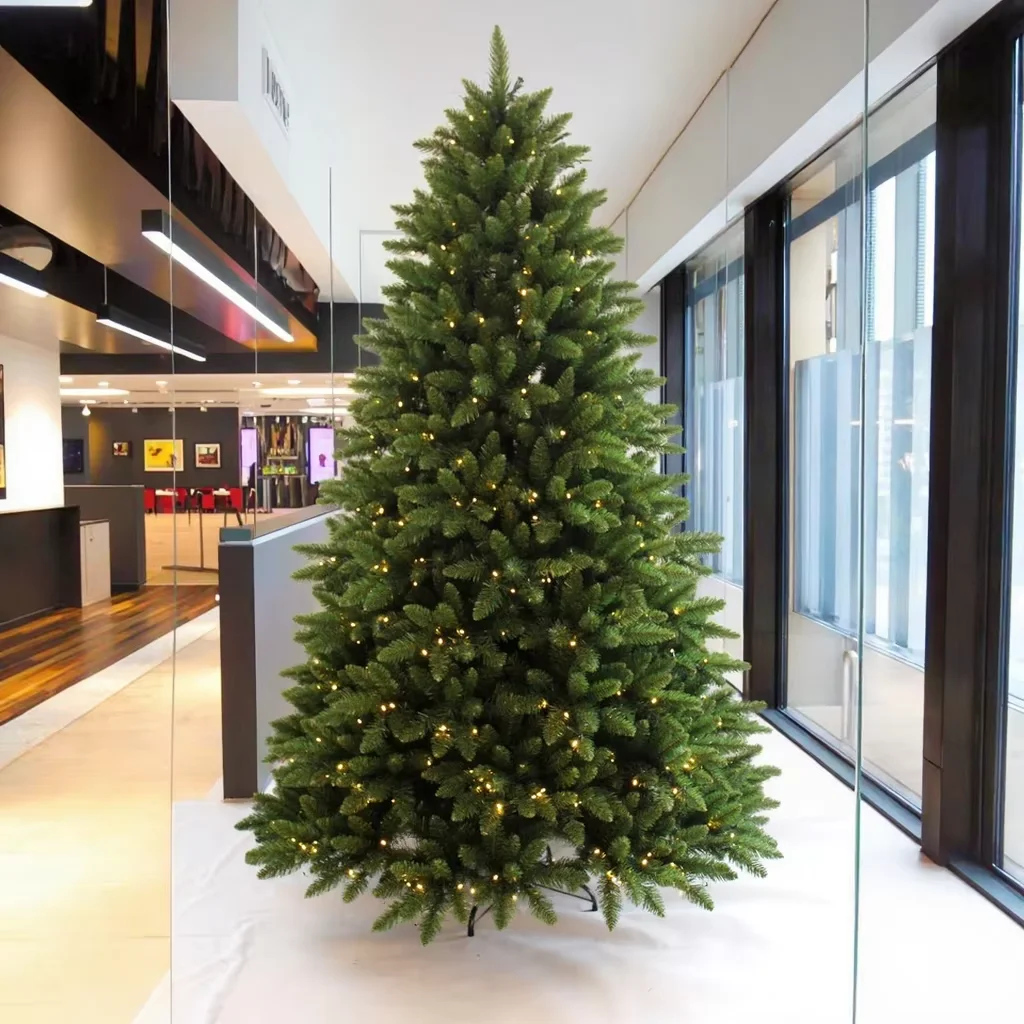 Modern Green PVC Artificial Christmas Tree with Warm White LED Lights Eco-Friendly Pre-Lit Customizable Size Wholesale Price
