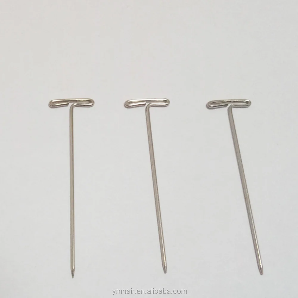 50pcs T-pins (32mm) For Wig On Foam Head Style T Pin Needle Brazilian  Indian Mannequin Head Type Sewing Hair Salon - Hook Needle - AliExpress
