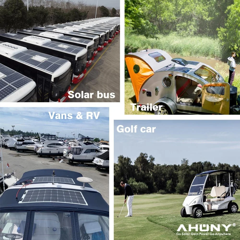 200w 210w HJT 24% Etfe Semi Black Flexible Solar Panel Cell for Boat Rv Transparent Bificial Module Solar off Grid Solar System