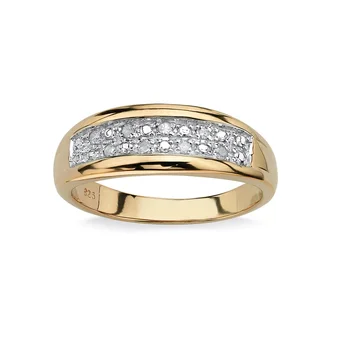 Men's Ring 18k Gold over Sterling Silver Pave Diamond Wedding Band