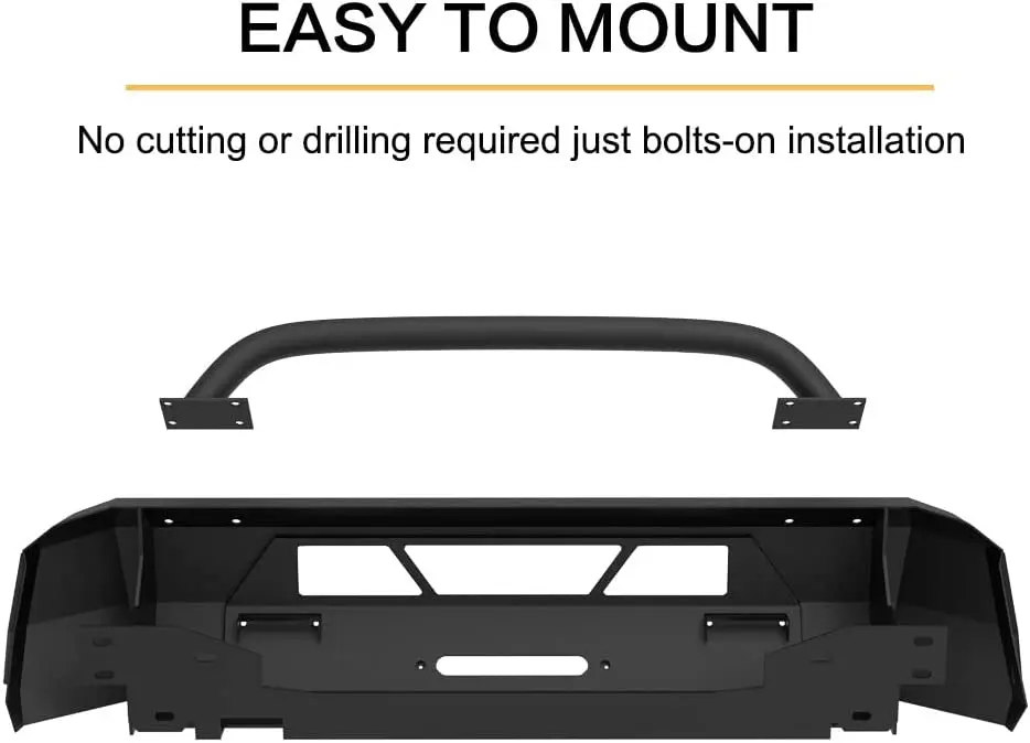 Front Bumper With Winch Plate Led Light Bar Mounts D-ring Mounts ...