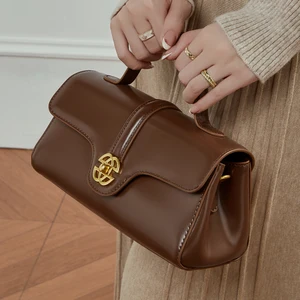 Wholesale Custom Retro Genuine Leather Women's Handbags Durable Portable Luxury Shoulder Crossbody Messenger Bags Waterproof