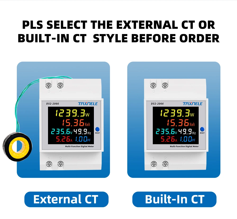 6in1 Din Rail AC Monitor 110V/220V/380V 100A - Voltage, Current, Power ...