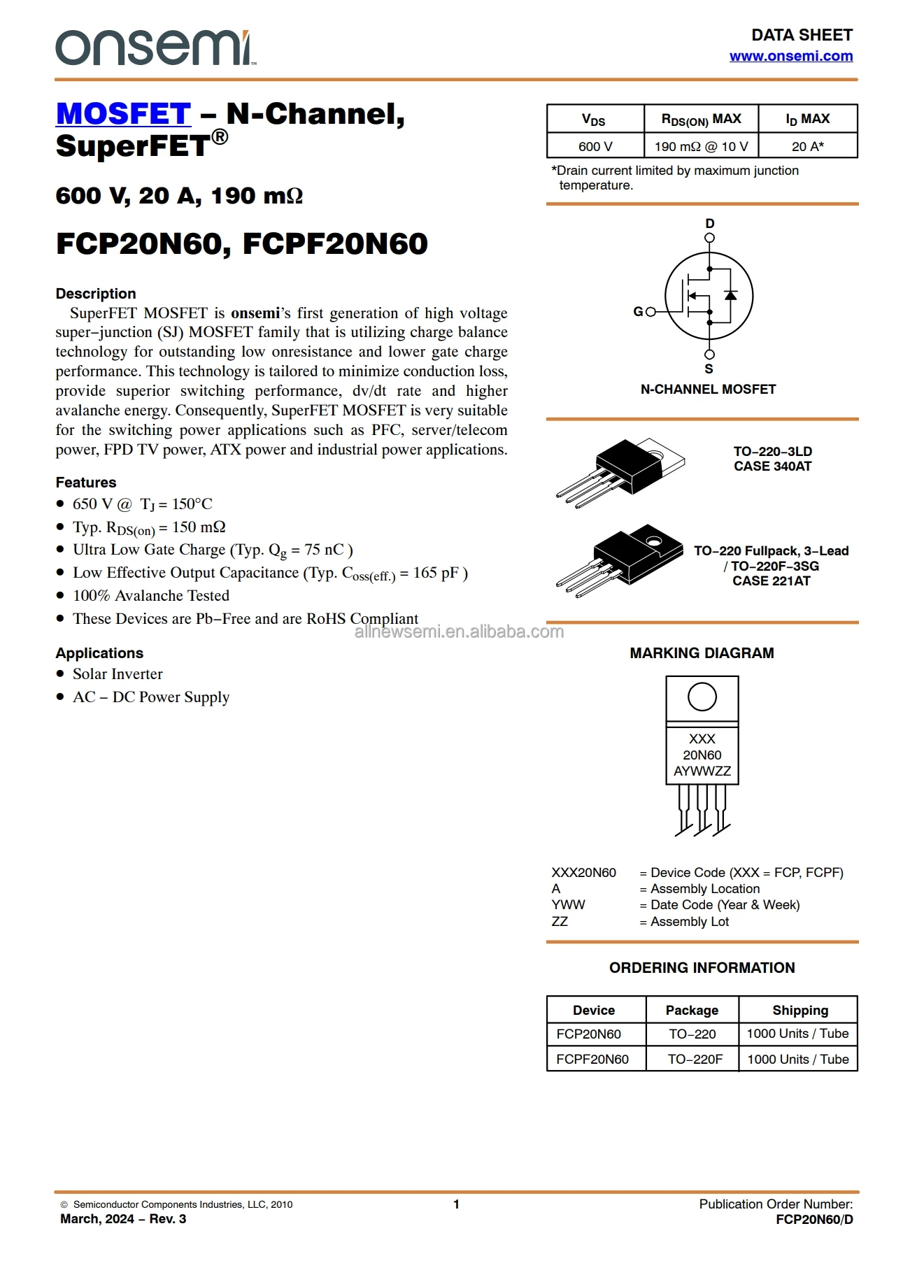 FCPF20N60