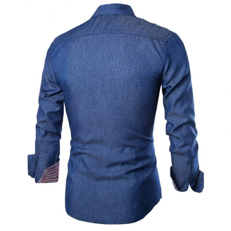 Männer stilvoll Denim Langärm Slim Fit Hemd Lien Kotteng Button Down Personaliséiert Hemd Männer Hemden119_voghion.com