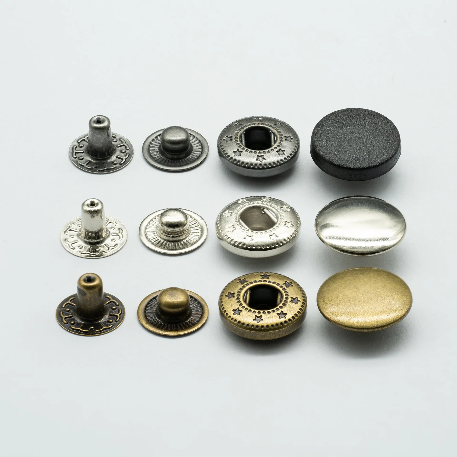 Button Back Clips Large Design Flat Adult Magnetic Clips Black Snap Button Matter Silver ...