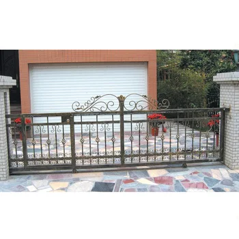 Hot Sale Main Door Grill Gate Design Exterior Front Entry Doors Steel Main Driveway Gate Estate Wrought Iron Gate