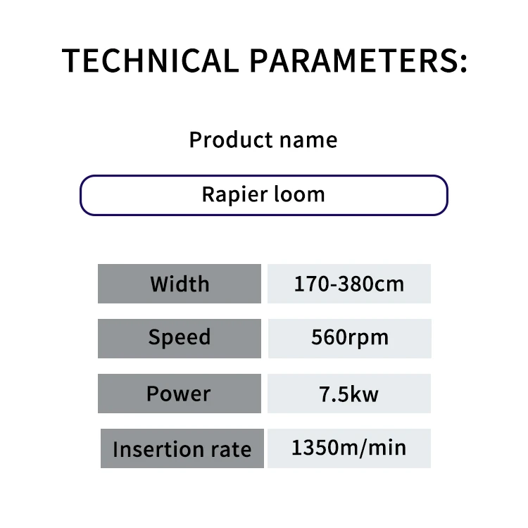Textile Equipment Like Ishikawa Rifa Rapier Loom Machine Machine Width Haespeed China Rapier Terry Towel Loom