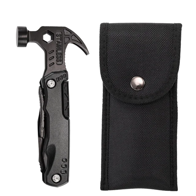 Multifunctional Stainless Steel Outdoor Survival Tool Nail Hammer Nylon Sheath for Camping Hunting Hiking OEM Customization