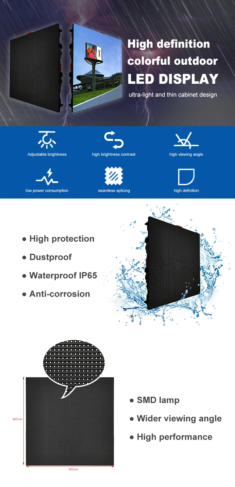 P5 IP54 Outdoor LED Video Wall FCC 7000cd/m2 Fixed LED Panel