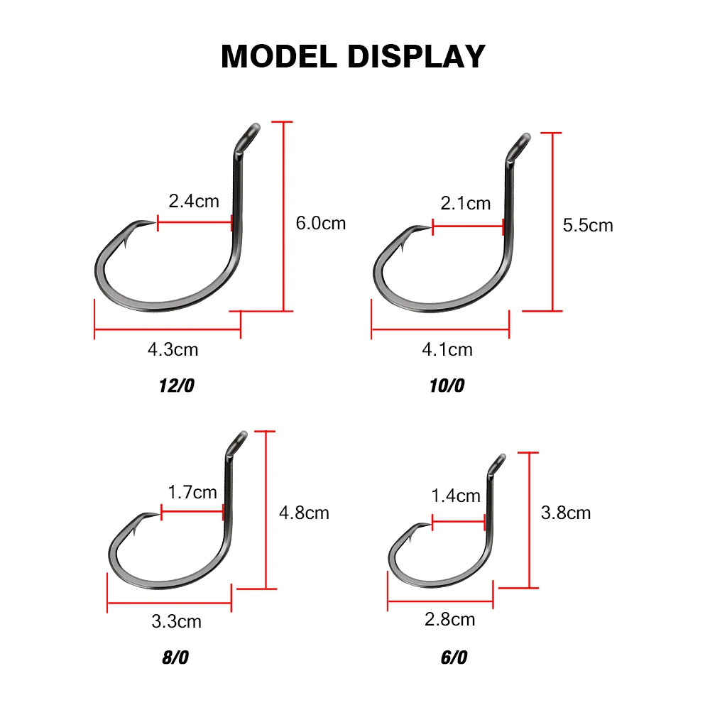 HONOREAL Fish Hook Professional 10/0 Circle Hooks 3X 5X High-carbon 12/0  Catfish Hook