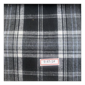 Stocklot cheap TC brushed yarn dyed check twill flannel shirt fabric for men's shirts