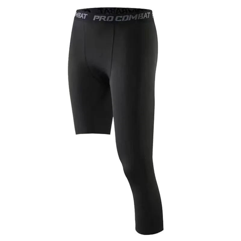 Sports One Leg 3/4 Fiess pants sweat-absorbing breathable Outdoor basketball Men's fiess training pants535_voghion.com