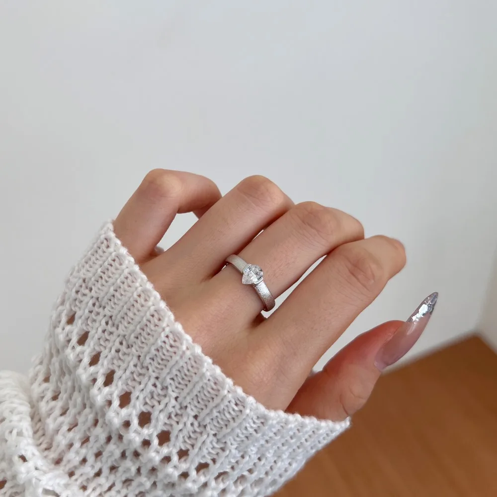 KAKODIY 10+ years jewelry frosted surface sterling silver drop shape 5A zirconia bridal ring detail 2
