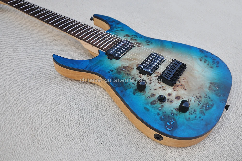 Flyoung Left Handed 7 Strings Electric Guitar Stringed Instruments Burl Maple Veneer Guitar
