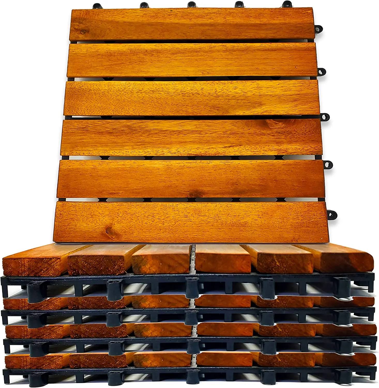 Сцепляющиеся напольные плитки, 8 шт. в упаковке, сцепляемые деревянные полы 12x12, напольное покрытие из твердой древесины акации для внутреннего дворика